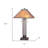 25" Rust Metal Two Light Table Lamp With Amber Square Shade