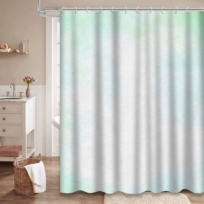 Abstract Watercolor Watercolour Teal Shower Curtain with 12 Hooks