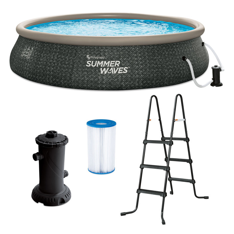 Summer Waves Plastic Round Inflatable Pool 42'' H x 192'' W x 192'' L , with Pump Included