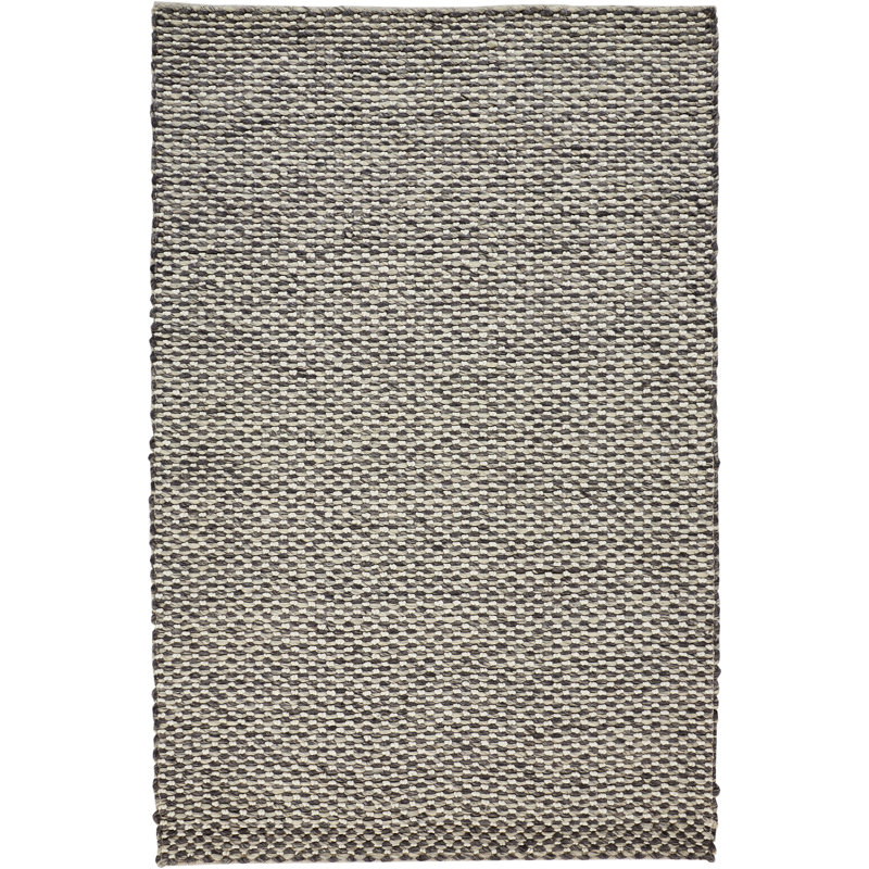 Updike Handwoven Wool/Cotton Charcoal Gray Area Rug, Rectangle 9'6" x 13'6"