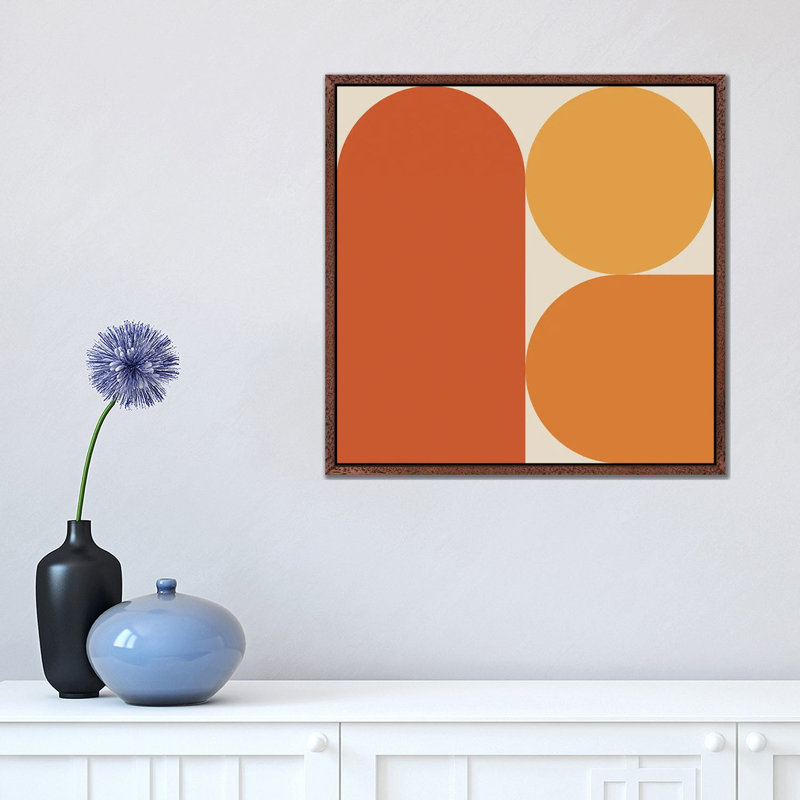 Mid Century VIIIB - Print on Canvas, Brown Framed, 45.72 cm H x 45.72 cm W