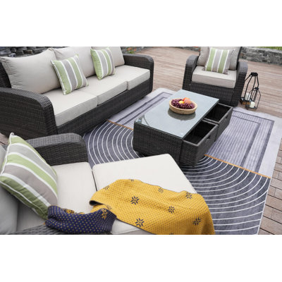 Ensemble de conversation pour 6 personnes avec coussins Rochford