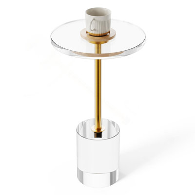 Table de bout en acrylique transparent, table d'appoint en acrylique avec base solide, plateau de table rond de 11,9 po x 11,9 po, hauteur de 21,4 po, pour le café, les boissons, la nourriture, les collations utilisées dans le salon, la chambre à coucher et le bureau