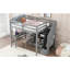 Lit mezzanine double avec bureau en L, tiroirs, armoire et escalier de rangement gris-1353927499