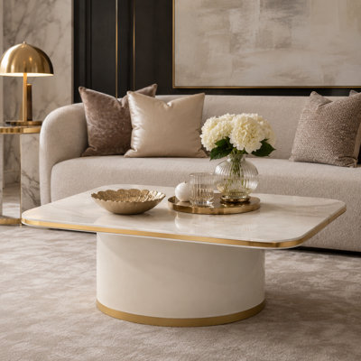 Gineverra Rectangular Cocktail Table - Ivory/Gold