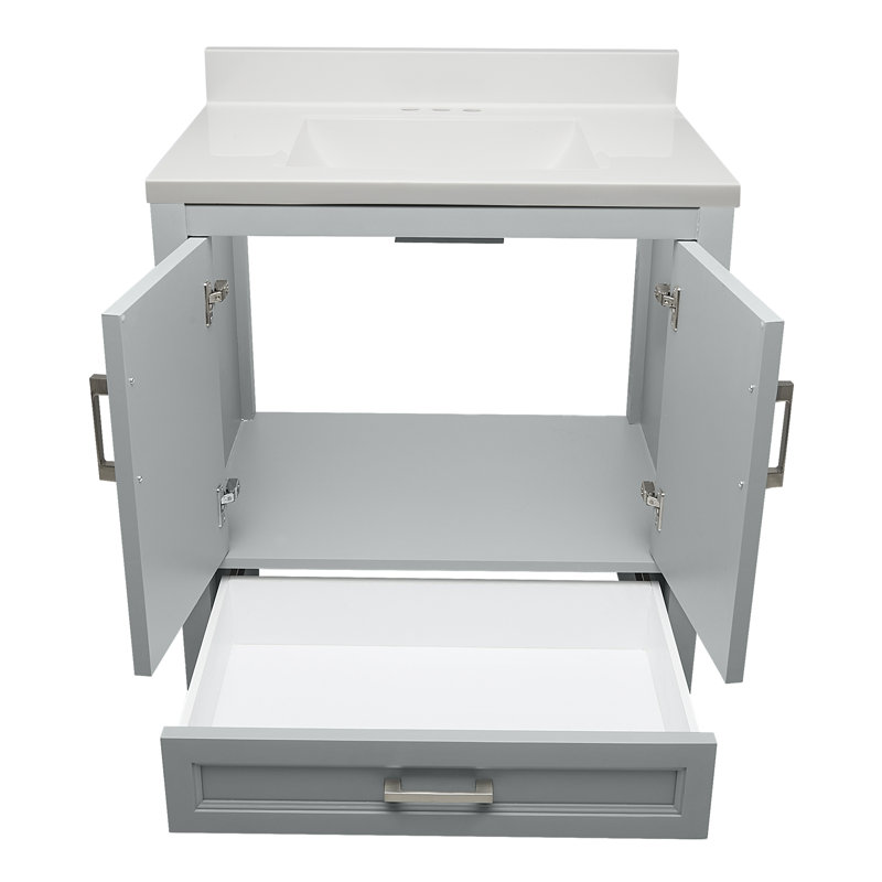 Haleyann 31 " W Freestanding Standard Free Standing 1 Single Vanity Bathroom Vanity With Cultured Marble Top, Gray