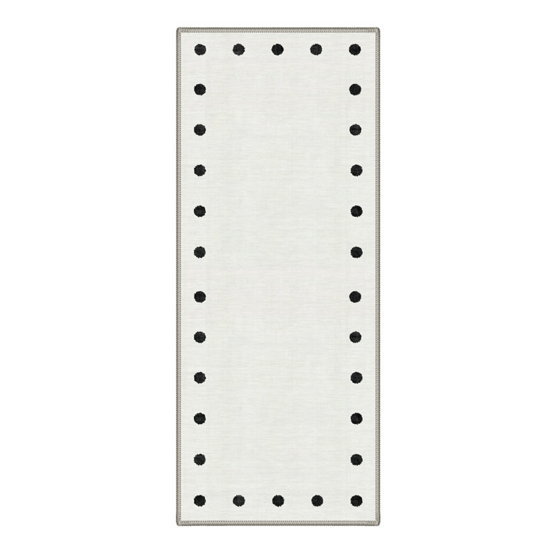 Tapis noir / blanc Nebular Modern, Tapis de couloir de 2 pi x 7 pi