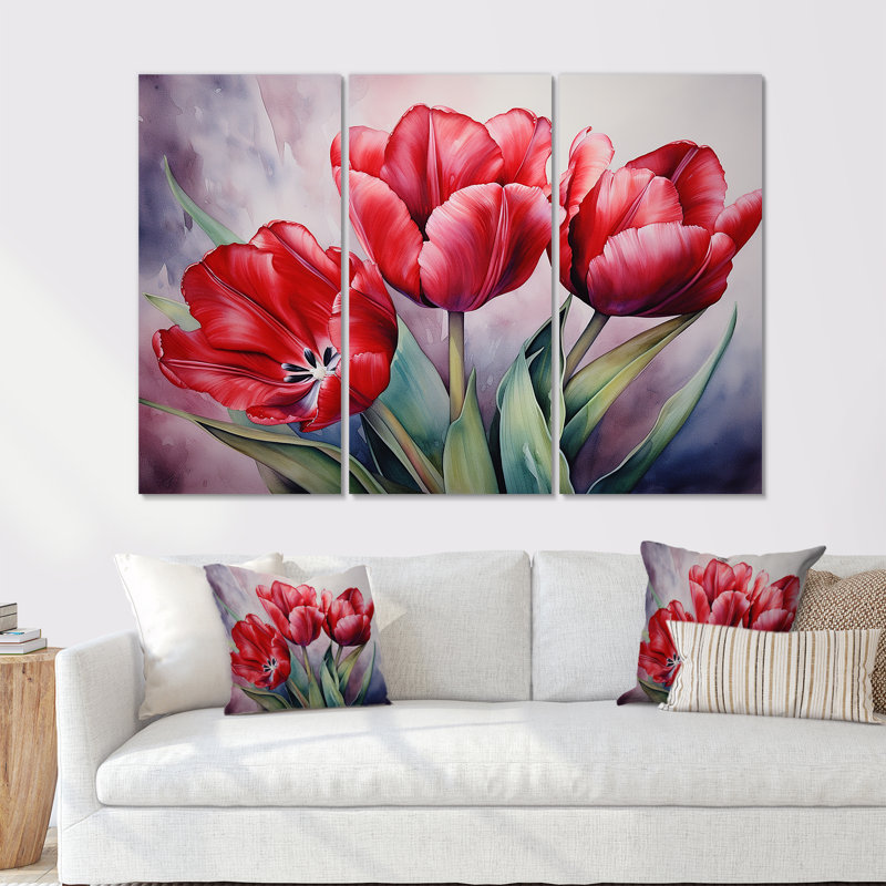 Tulipes tranquillité - ensemble de reproductions d'art mural tulipes, H 40 po x l 60 po x P 1 po