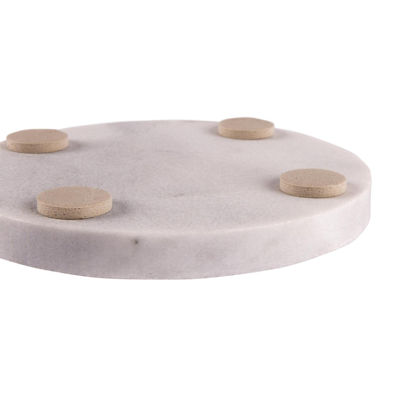 Marble Round 6 Piece Coaster Set, White