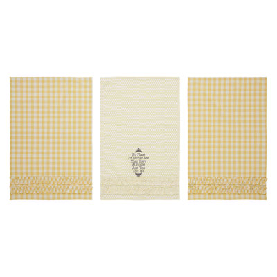 Buzzy Bees Plaid Tea Towel Kitchen Towel