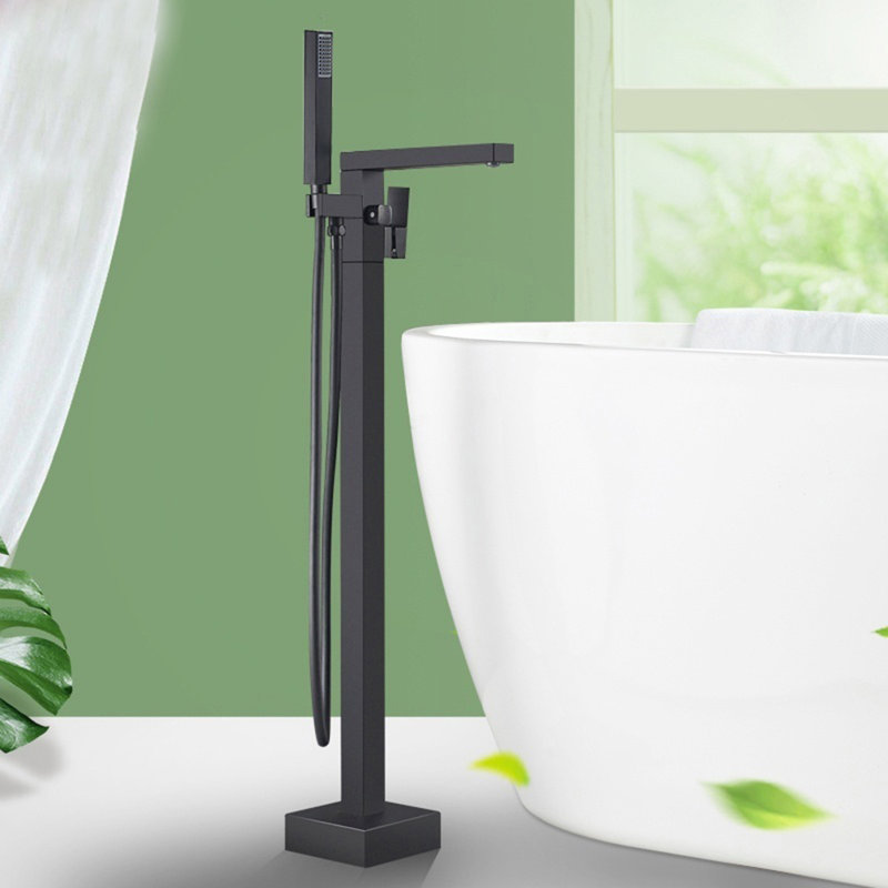 Floor Mounted with Handheld Shower, Matte Black