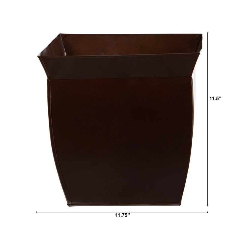 Metal Pot Planter, 11.5" H x 11.75" W x 11.75" D, Bronze