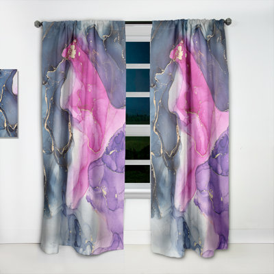 Pink And Purple Luxury Abstract Fluid Art - Modern Curtain Panels