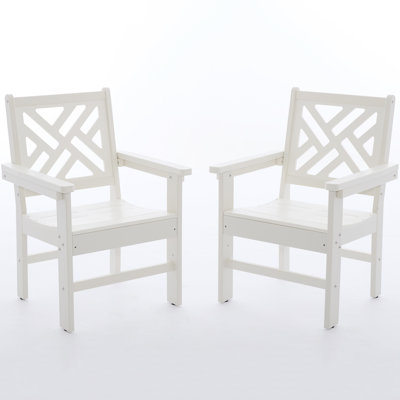 Ensemble de chaises d'extérieur 2 pièces Hdpe - Chaises de patio toutes saisons avec accoudoirs pour bistro, restaurant, jardin, cour, blanc