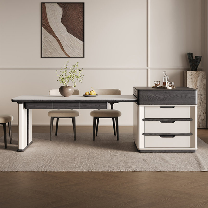 Table de salle à manger de luxe moderne, simple et légère, Noir / blanc