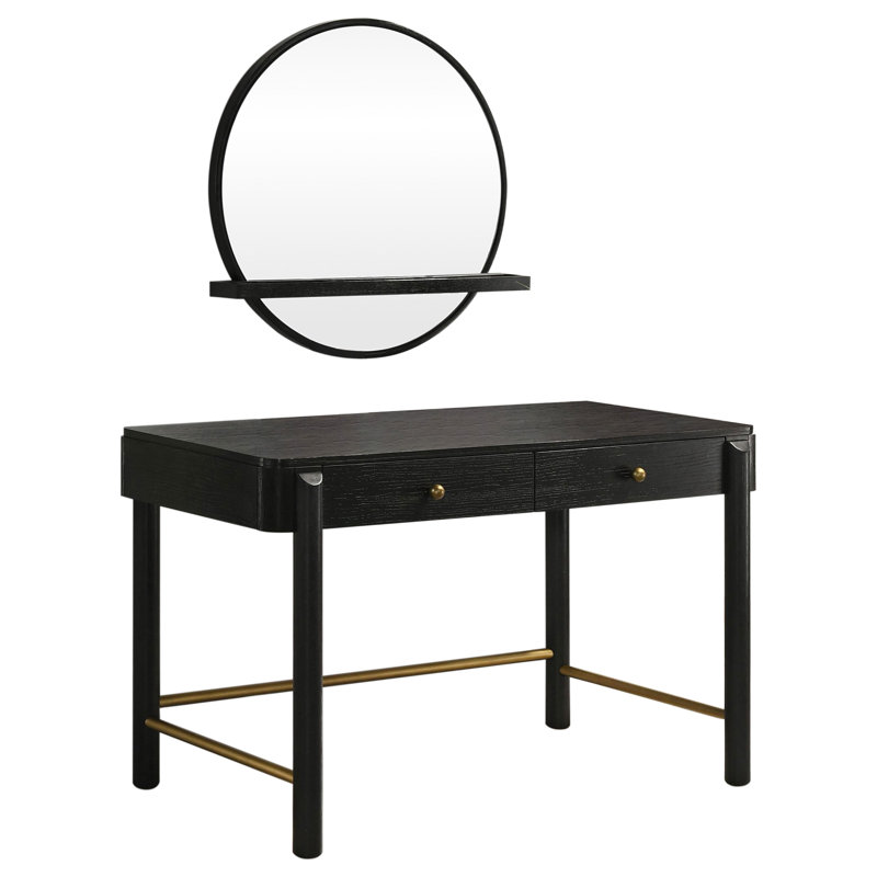 Ensemble coiffeuse et miroir 2 pièces, Noir, noir, noir, noir