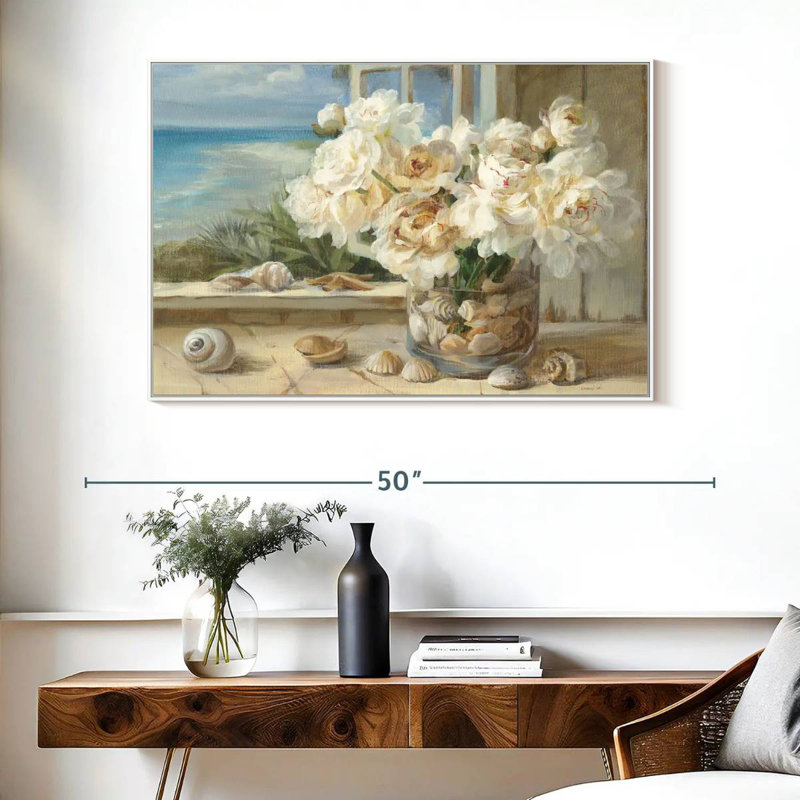 Au bord de la mer I, Cadre flottant blanc, 40 po x 27 po