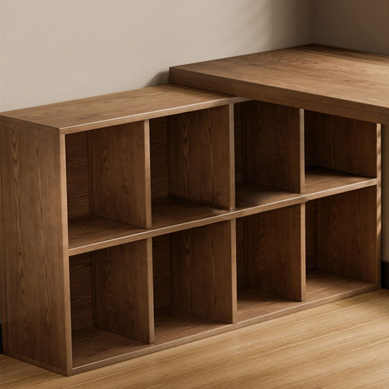Solid wood desk and lattice bookcase are Combined into one, 29.53" H x 78.74" W x 55.12" D, Left Hand Return
