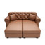 Canapé en similicuir de 63 po avec garniture cloutée et accoudoirs roulés de 63 po. Canapé Chesterfield de style Mid-Century capitonné, avec 2 coussins, noir-64162271