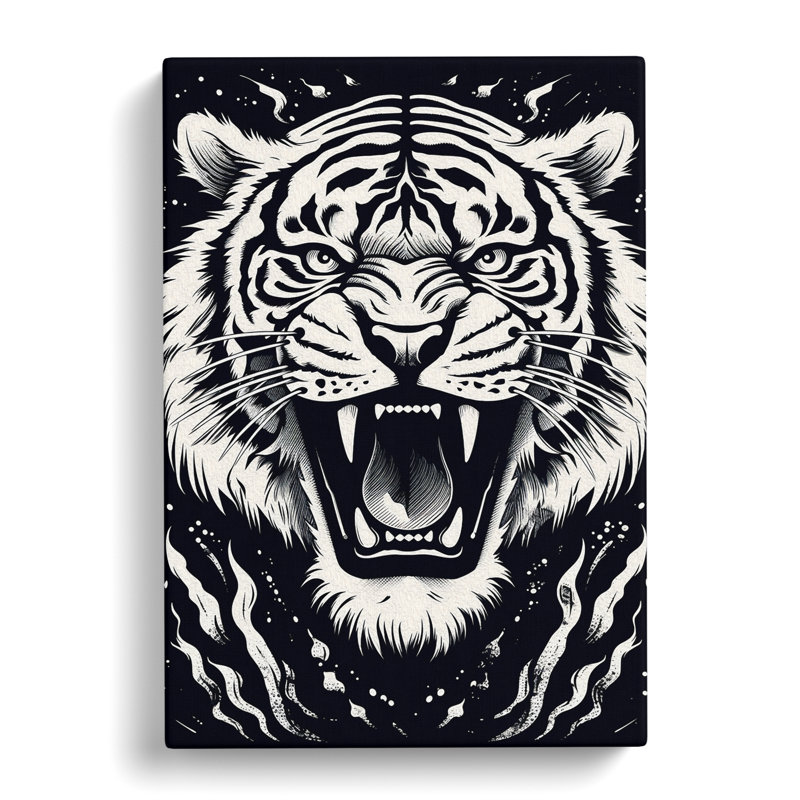 Tiger Line Art No.2 - Wrapped Canvas, 50cm H x 35cm W x 3cm D