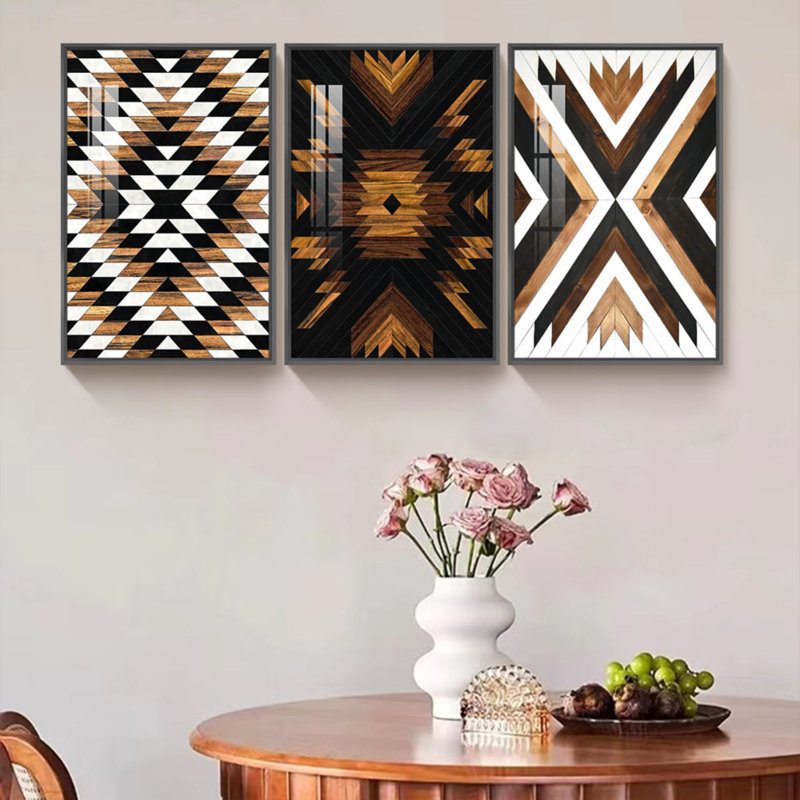 Ensemble de 3 impressions sur toile encadrées, Cadre noir, L 17 po x H 37 po