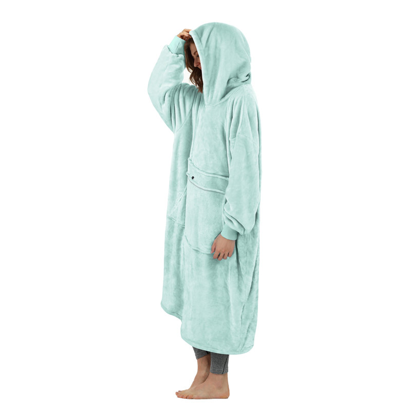 Sweat à capuche surdimensionné Catalonia, très long avec une poche frontale, Turquoise