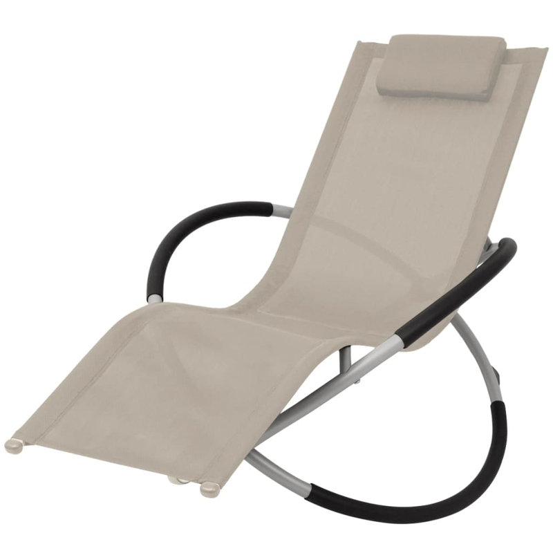 Structure en méridienne noire, tissu en acier galvanisé, textilène, Kaki clair