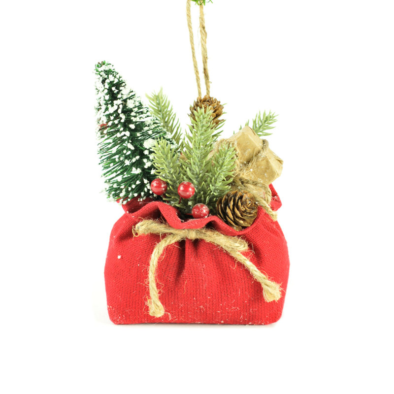 Ornement en forme de boîte cadeau de noël ivoire, Rouge
