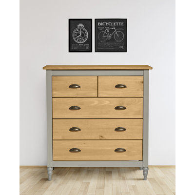 Lindenfield Solid Wood 79 cm W Chest of 5 Drawers