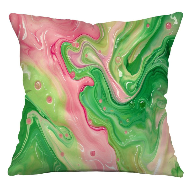 Coussin Blossom Trees, H 14 po x l 14 po, Rose / Vert