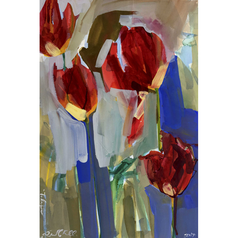 " Painterly Tulips I " by Erin McGee Ferrell Painting Print, 18" H x 12" W  