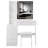 37 Inch Middle Size Vanity Table Set With Sliding LED Mirror, AC/USB Sockets, And Padded Stool For Efficient Grooming-1451705572