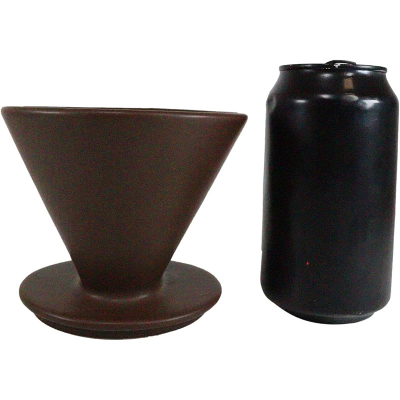 Latitude Run® Colourful Matte Finish Porcelain Portable Personal Artisan Hand Crafted Barista Style Coffee Maker Carafe Pot Flask With Pour Over Dripper Filter Cup Set (Brown)