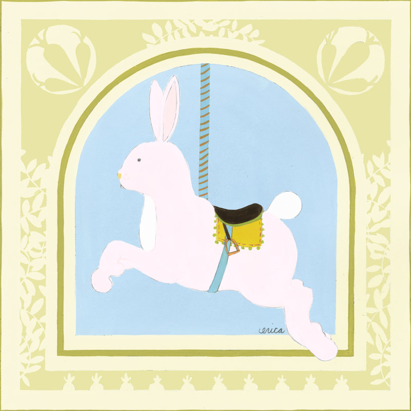 Rabbit Carousel 1 Piece Wrapped Canvas Wall Art, 30cm H x 30cm W x 3.8cm D