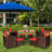 Negril 8 - Person Acacia Wicker Patio Dining Set with Square Table , Cushions Included-2047571671