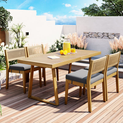 Salle à manger moderne en bois avec fermeture à glissière pour housses de coussin pour table de patio et capacité de poids de 350 lb