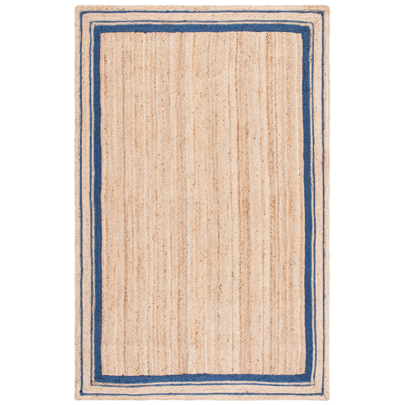 Tapis bleu / brun en jute tissé à la main Gassaway, Rectangle 9 pi x 12 pi