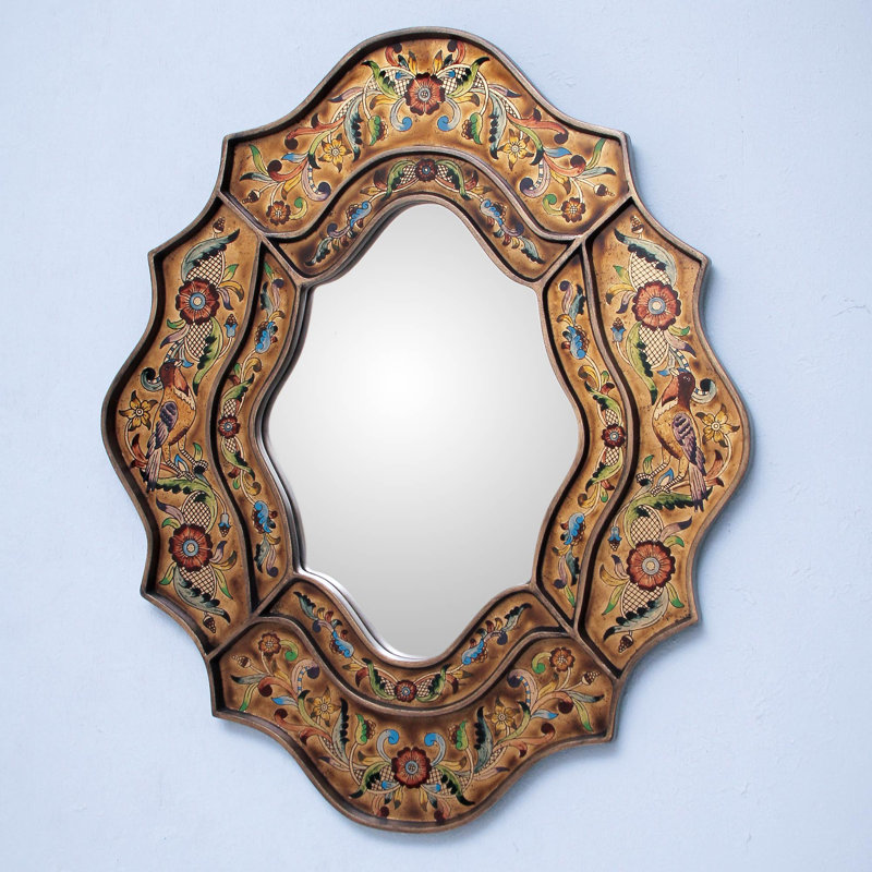Ikra Wood Wall Mirror, Green, 23.5" x 19.8"