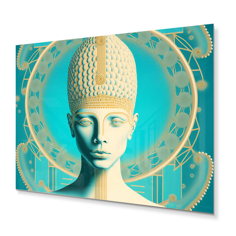 Déesse bleue et dorée Haefele Geometrics II - déco murale en métal femme moderne - MT81953, H 12 po x l 20 po x P 1 po