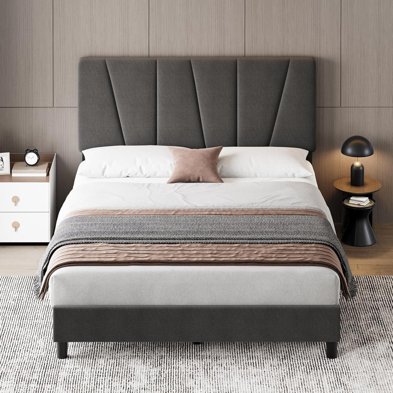 Watse Upholstered Sleigh Bed, Twin, Dark Gray