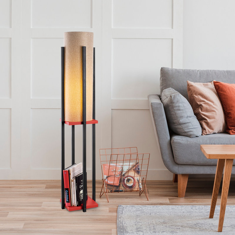 Lampe sur pied colonne 9,83 "Cawe, Brun, Rouge