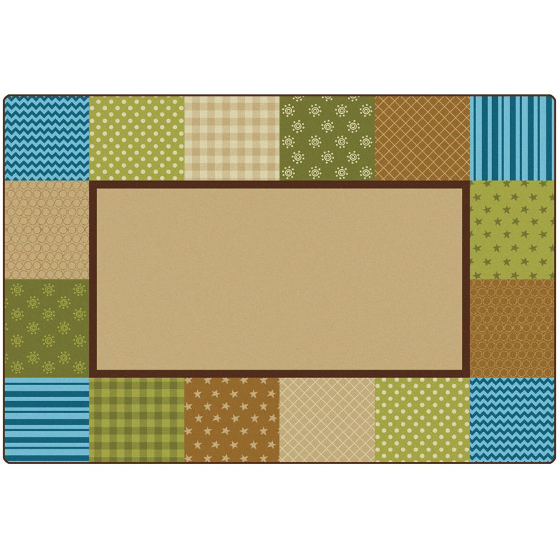 KIDSoft Patchwork Nursery Brown/Tan/Neutral Area Rug, Rectangle 6' x 9'