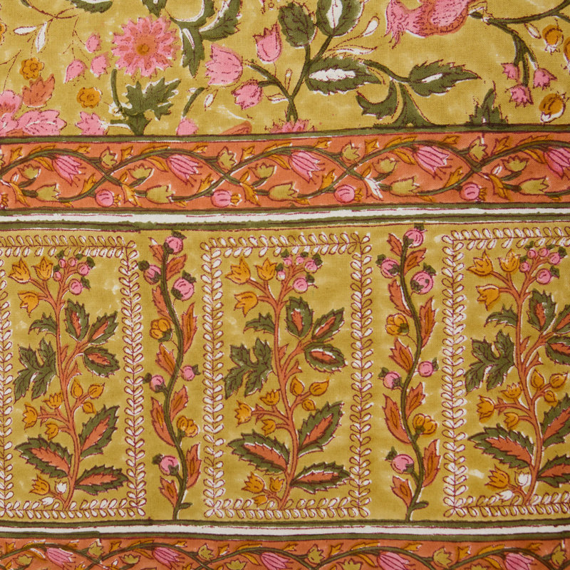 Damaris Tablecloth - Pink/Mustard - 59" x 59", 59'' Square