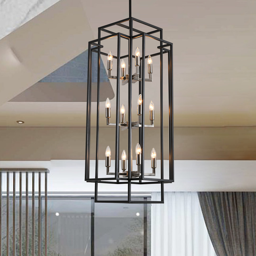 12 - Light Dimmable Lantern Square / Rectangle Chandelier 17 Stories 