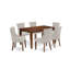 Ensemble de table de salle à manger 7 pièces composé d'une table de cuisine rectangulaire et de 6 chaises Parson revêtues de tissu de lin, acajou-750724374-750724375