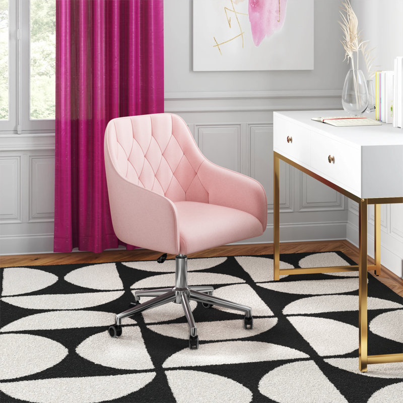 Fauteuil de maquillage avec roulettes Marcus, Rose