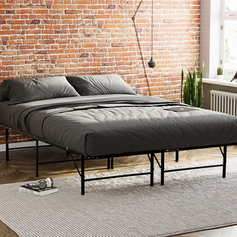 Base de lit grand format avec base de matelas en métal, base noire, pièce, Grand lit