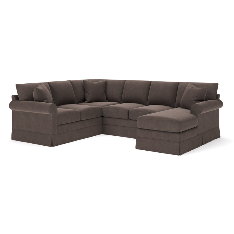 Friedman Upholstered U-Shaped Sectional, Right Hand Facing, Bella Ash Performance Velvet