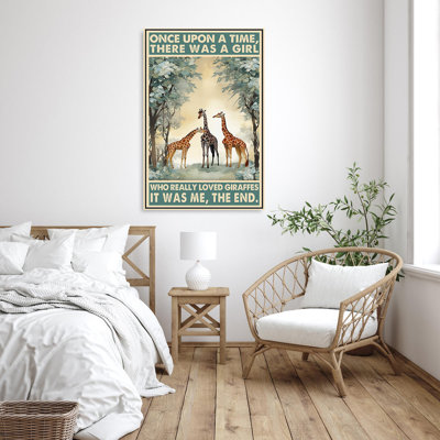«Who Really Lived Giraffes» - 1 pièce, motif rectangulaire, «Who Really Love Giraffes», 1 pièce, impression sur toile tendue sur toile tendue