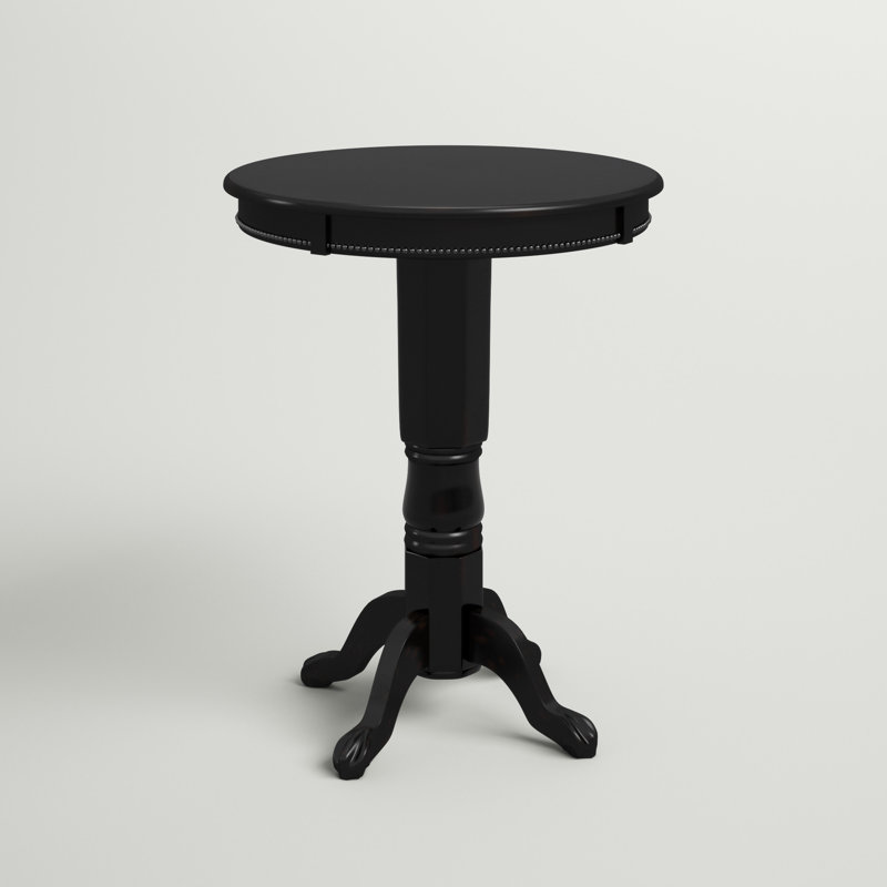 Adelaida 30.25" L Round Solid Wood Table, Solid Black